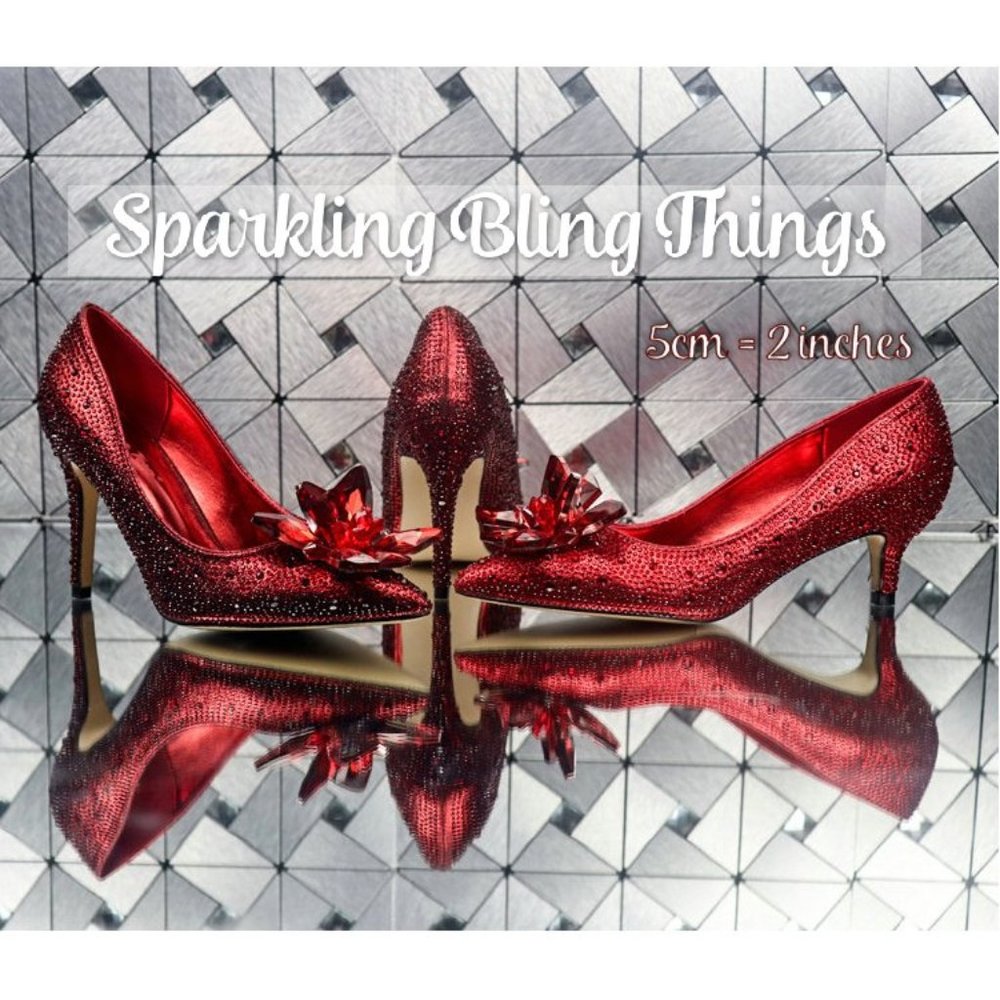 NEW Sparkling Bling Swarovski Crystal Ruby Red Slipper Wedding Shoes Pumps - Picture 4 of 6
